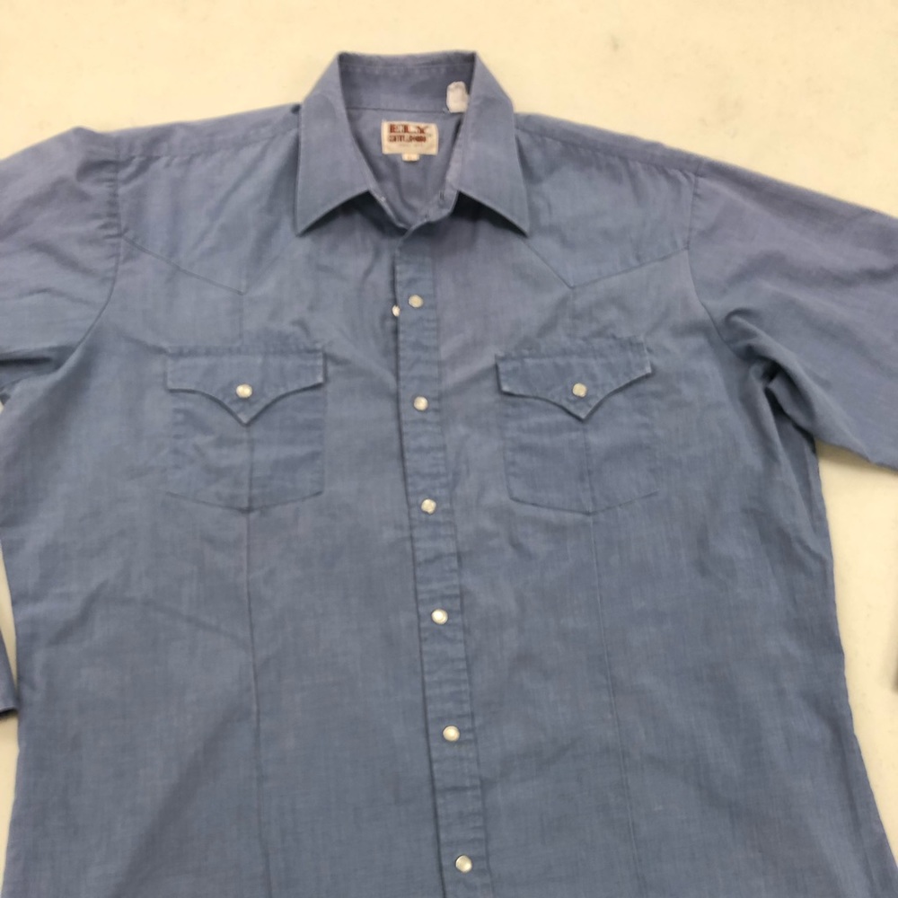 VINTAGE chambray ELY CATTLEMAN  PEARL SNAP